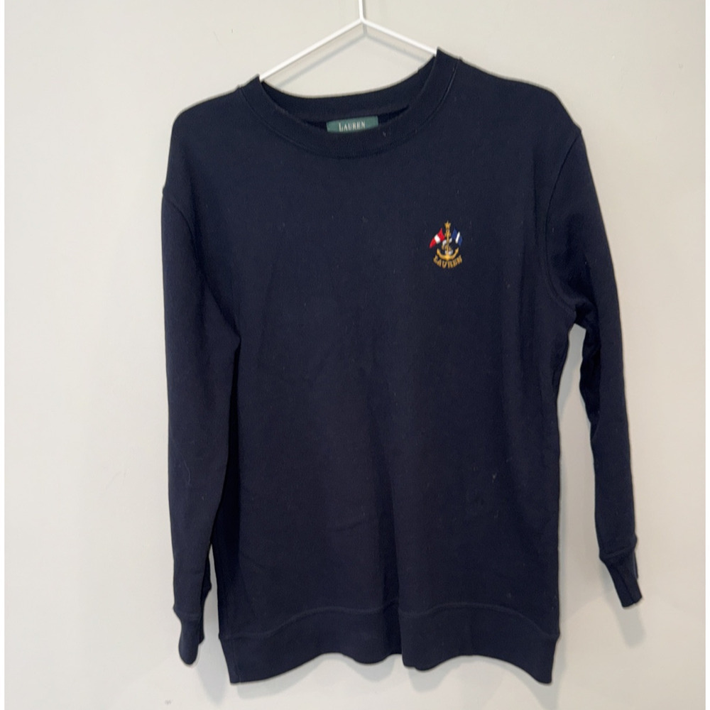 LAUREN RALPH LAUREN CLASSIC NAVY BLUE CREWNECK COTTON SWEATSHIRT SAILING S/P